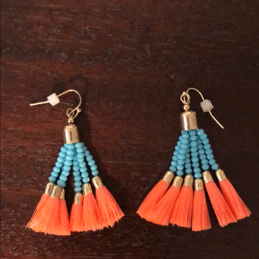 Aqua Orange Dangle Earrings